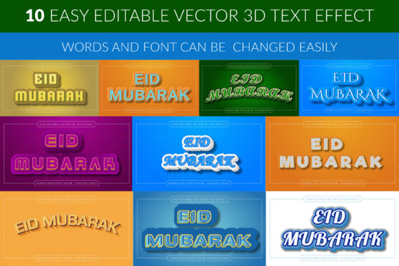 10 Eid Mubarak Editable 3D Text Effect Designs for Modern and Professional Typography
