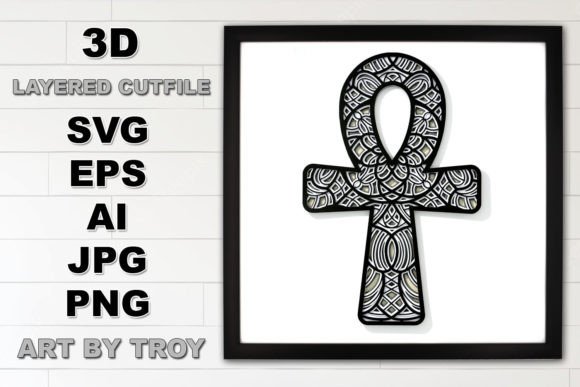 3D Ankh Mandala Layered SVG Cut File