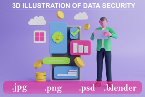 3D Illustration of Data Security for Modern Use