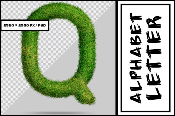 Alphabet Letter Q with Grass Style Design for Creative Projects