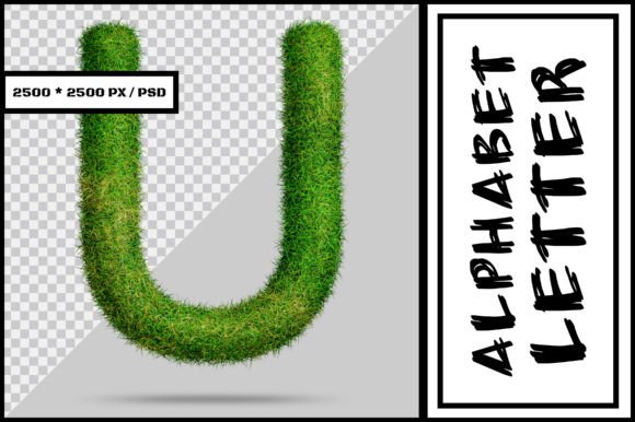 Alphabet Letter U with Grass Style Design for Creative Projects