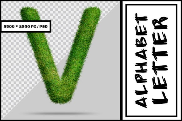 Alphabet Letter V with Grass Style Design