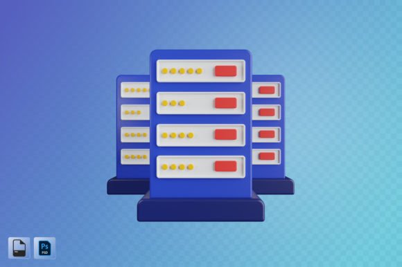 Data Center 3D Illustration for Modern Design Needs