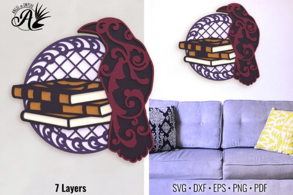 Raven and Books Layered Art: A Versatile Design for Creative Projects